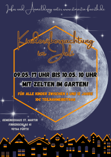 Flyer zur Übernachtung im Juli