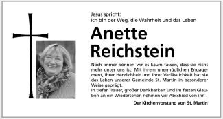 Nachruf Anette Reichstein