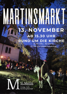 Plakat zum Martinsmarkt mit Martinsreiter